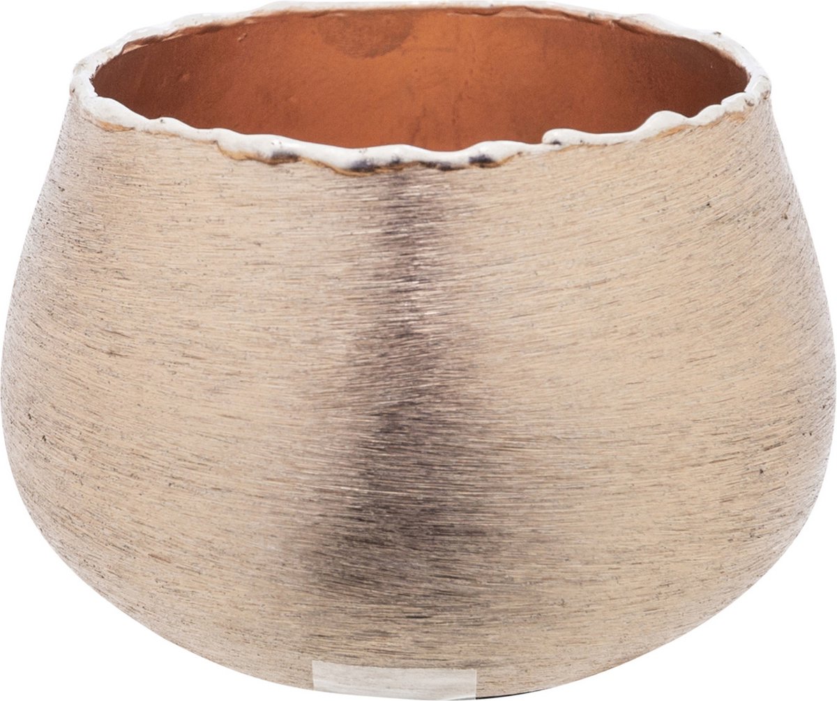 Cosy @ Home Waxinelichthouder - rose goud - aluminium - 10 cm - Waxinelichtjeshouder van metaal