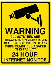 Camera toezicht stickers - Camera Security sticker - Attentie camerabewaking sticker - duidelijk herkenbaar symbool - 24 Hour internet monitor