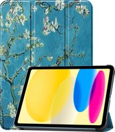 Hoesje Geschikt voor iPad 2022 Hoes Case Tablet Hoesje Tri-fold - Hoes Geschikt voor iPad 10 Hoesje Hard Cover Bookcase Hoes - Bloesem