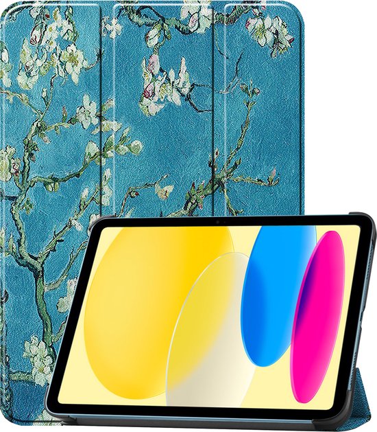Hoesje Geschikt voor iPad 2022 Hoes Case Tablet Hoesje Tri-fold - Hoes Geschikt voor iPad 10 Hoesje Hard Cover Bookcase Hoes - Bloesem