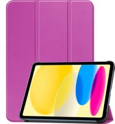 Hoesje Geschikt voor iPad 2022 Hoes Case Tablet Hoesje Tri-fold - Hoes Geschikt voor iPad 10 Hoesje Hard Cover Bookcase Hoes - Paars.