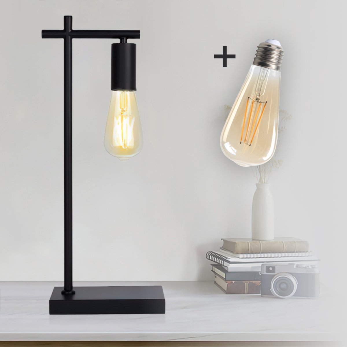 Lumefy LED Bureaulamp - Inclusief LED Lamp - Dimbaar Touch Control - Tafellamp - Zwart