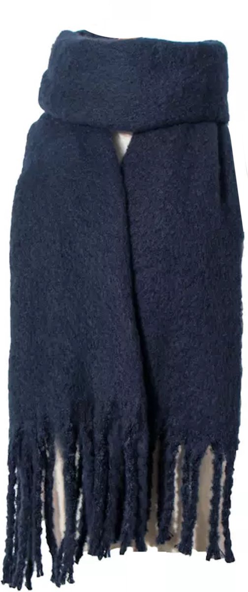 ASTRADAVI Winter Sjaals - Sjaal - Warme en Zachte Dames Omslagdoek - Lange Sjaal 200x50 cm - Marineblauw