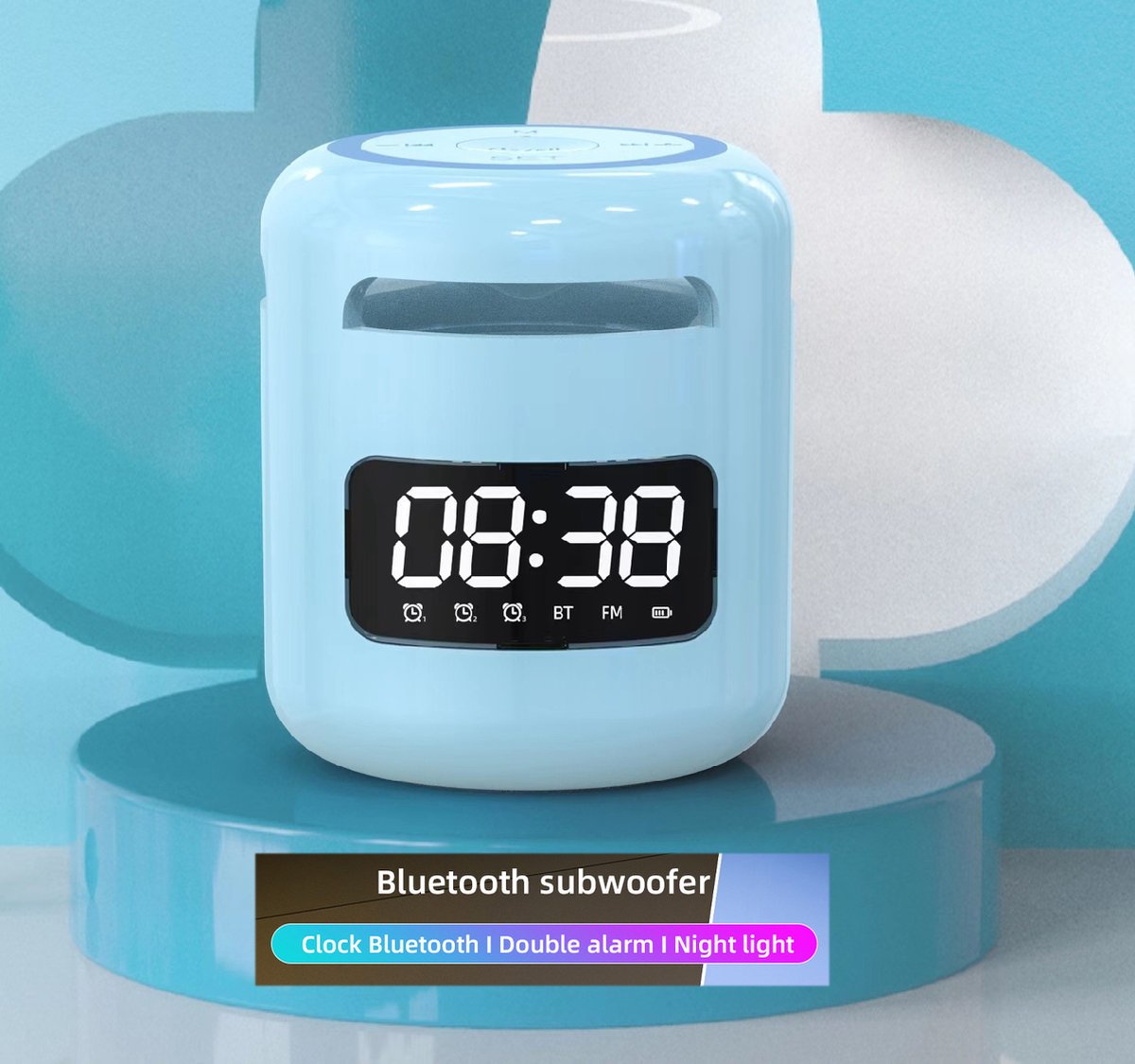 Pro-Care Draagbare Bluetooth 2.1 Stereo Alarm Klokradio Subwoofer Speaker 10W - LED Aflezen - FM Radio Functie - Micro USB aansluiting - AUX Aansluiting - TF card - Blauw