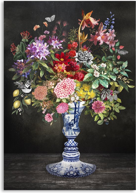 Melli Mello - Flowers from Delft - Wall art - 80x120cm - Plexiglas - Woonaccessoire - Wanddecoratie - Kunst - Art - Interieur - Schilderij - Poster