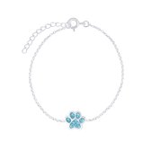 Joy|S - Zilveren kat hond dierenpoot armband - 14 cm + 3 cm - aqua blauw - poot afdruk