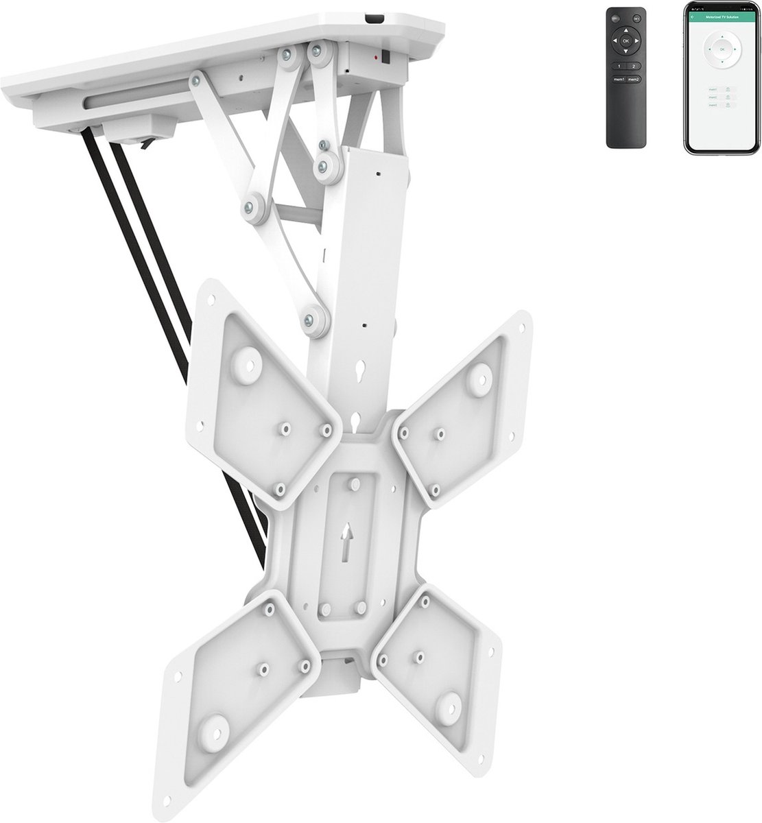 My Wall plafondbeugel voor schermen tot 55 inch / inklapbaar met motor (app en afstandsbediening) / wit
