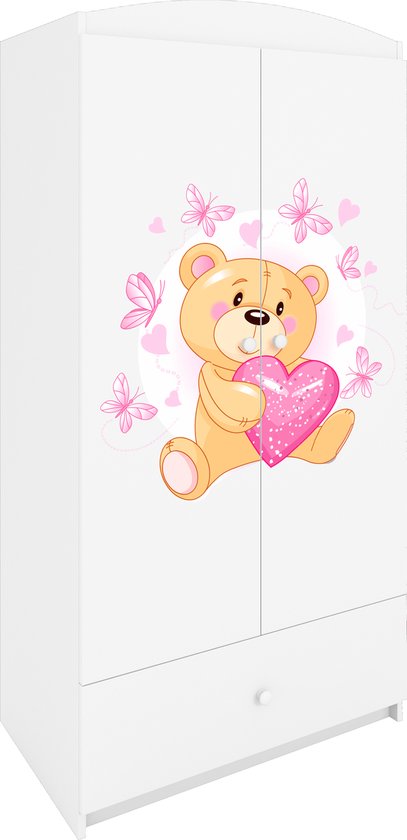 Kocot Kids Kledingkast Babydreams Wit Teddybeer Vlinders Halfhoge kocot-kids-kledingkast-babydreams-wit-teddybeer-vlinders-halfhoge
