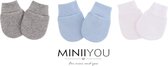 MINIIYOU - Par 3 paires | Moufles Bébé scratch garçon bleu | 0-2 mois | mitaines anti-rayures nouveau-né