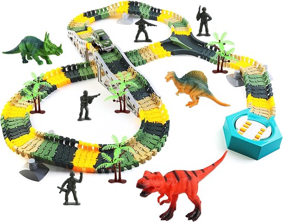 deAO 192 Stuks Dinosaur Flexibele Treinrails Racebaan Auto Speelgoedset