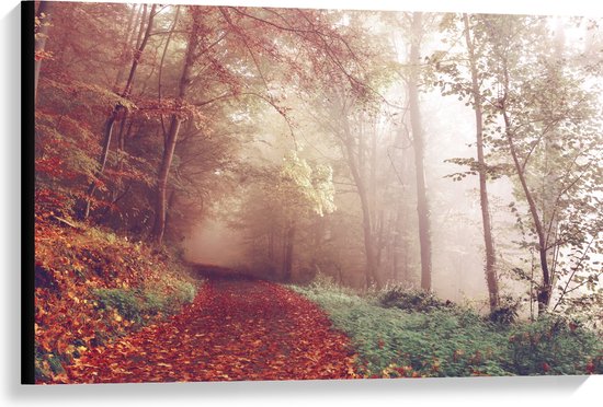 WallClassics - Toile - Forêt brumeuse d'automne - 90x60 cm Photo sur toile (Décoration murale sur toile)