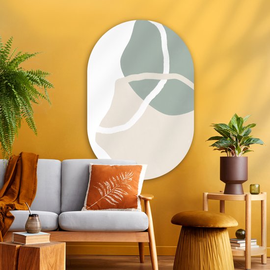 Wall Oval - Décoration murale Plastique - Peinture Ovale - Minimalisme - Pastel - Design - 80x120 cm - Forme Miroir Ovale sur Plastique