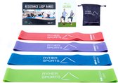 Ryher Elastic Loop Bandes de résistance Bands - Set de bandes élastiques d'entraînement pour hommes et femmes - Idéal pour les étirements, la Physiothérapie et le Fitness à domicile - PDF d'instructions et sac de transport (4 BANDS)