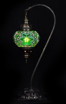 Turkse Lamp - Tafellamp - Boogmodel - Mozaïek Lamp - Marokkaanse Lamp - Oosters Lamp - ZENIQUE - Authentiek - Handgemaakt - Groen