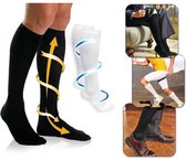 4 paar Compressiekousen / Steunkousen - Elastische Hardloop / Sport / Vliegtuig Compressie Sokken - Running Travel Sock - Reissokken / Reis Kousen - Maat 36-40 - Zwart