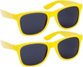 Hippe party zonnebrillen - geel - volwassenen - carnaval/verkleed - 2 stuks