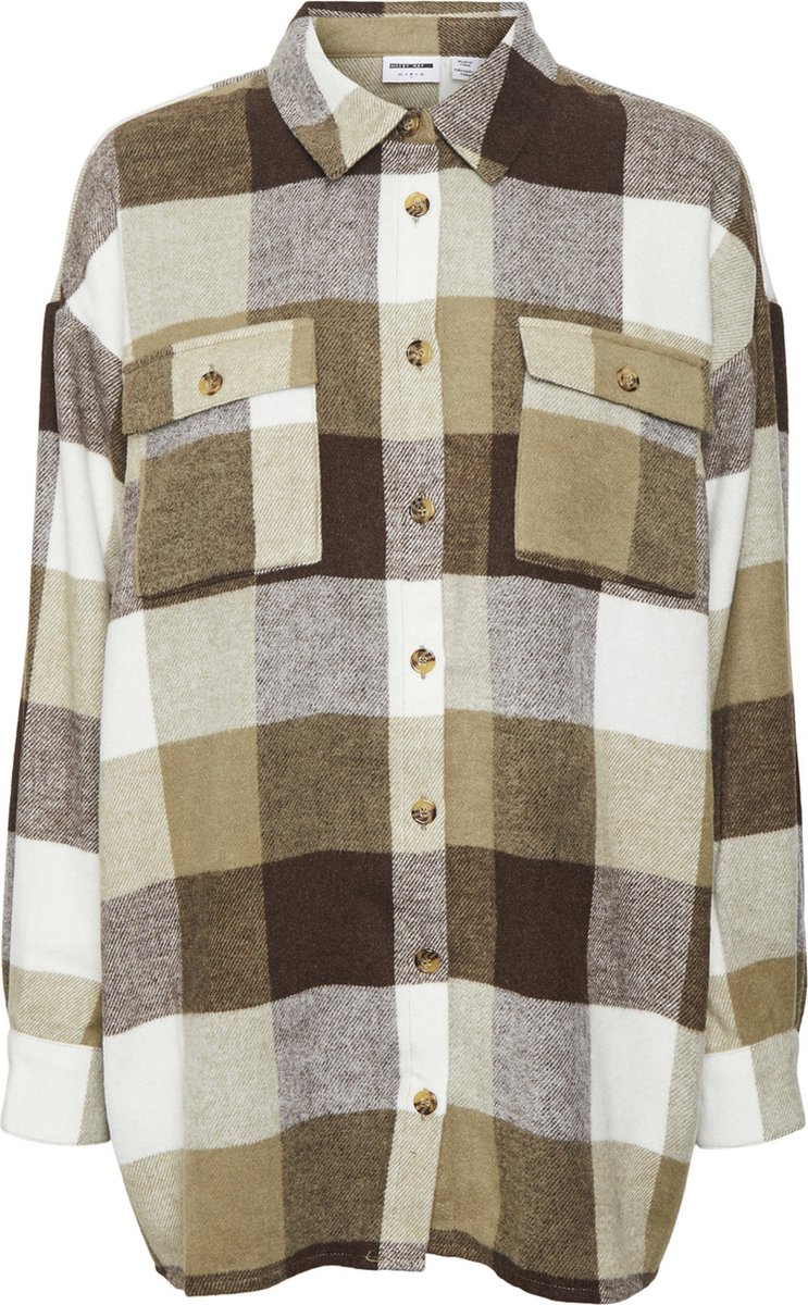 Noisy may Blouse Nmflanny L/s Long Shacket Bg Noos 27012531 Pinecone/eggnog+ Me Dames Maat - M