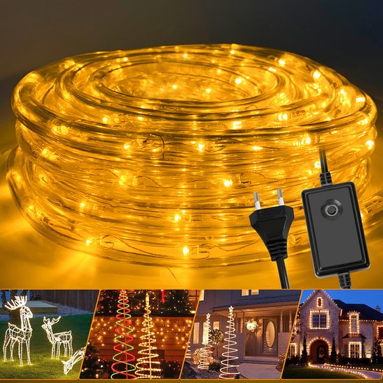 kefflum Led-Lichtslang Voor Buiten, 8 Meter Lichtstrip 288 Leds, Waterdicht, Voor Binnen en Buiten Voor Kerstmis Hek Dak Decoratieve Verlichting, Ip65, Warm Wit kefflum Led-Lichtslang Voor Buiten, 8 Meter Lichtstrip 288 Leds, Waterdicht, Voor Binnen en Buiten Voor Kerstmis Hek Dak Decoratieve Verlichting, Ip65, Warm Wit