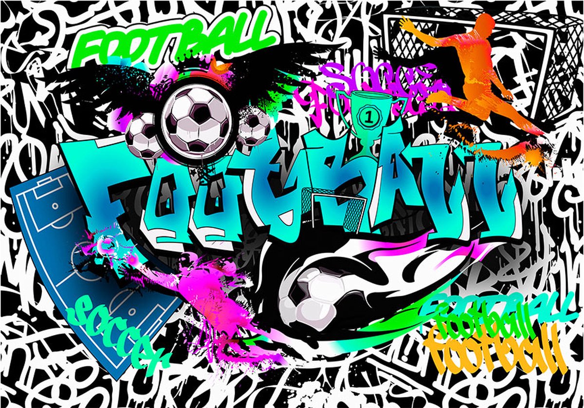 Fotobehangkoning - Behang - Vliesbehang - Fotobehang Graffiti Muurschildering - Straatkunst - Sports Graffiti - 400 x 280 cm