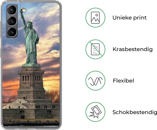 Coque Samsung Galaxy S21 - Statue de la Liberté à New York au coucher du soleil - Coque de téléphone en Siliconen