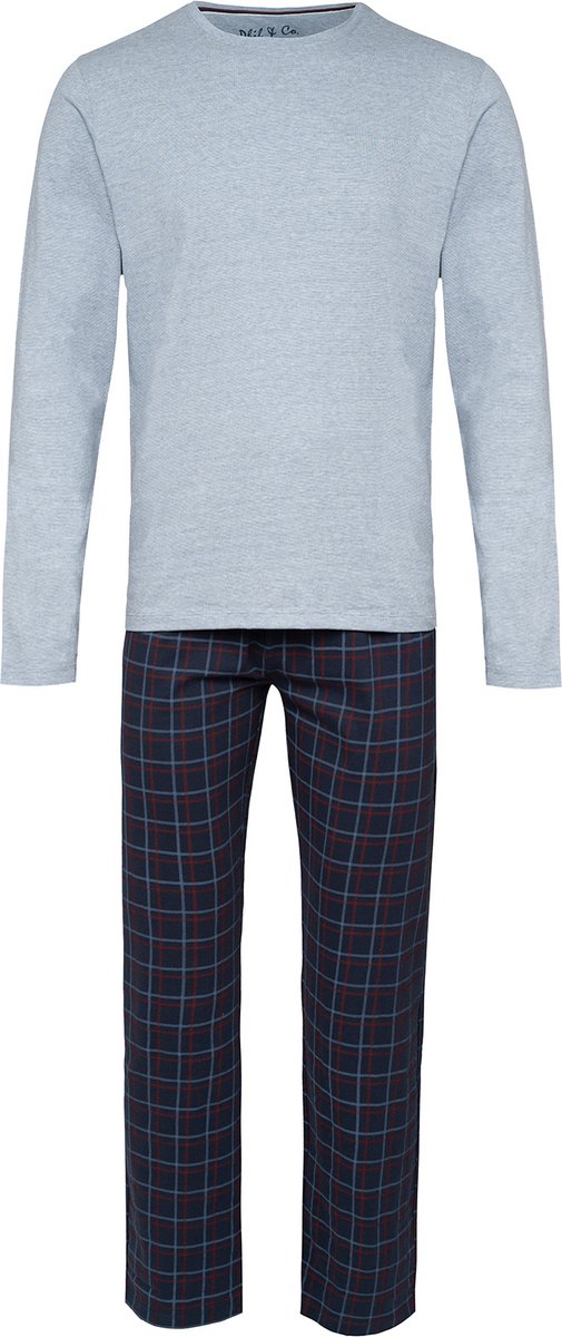 Phil & Co Lange Heren Winter Pyjama Set Katoen Geruit - Maat L