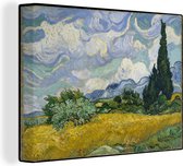 Canvas Schilderij Korenveld met cipressen - Vincent van Gogh - 40x30 cm - Wanddecoratie