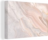 Schilderij Abstract - Marmer - Patronen - Roze - 90x60 cm - Muurdecoratie