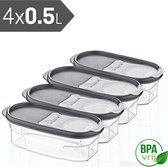 Bocaux de conservation de conservation Set de 4 - Bidons alimentaires avec couvercle gris Bidons de conservation - Boîte de conservation fraîcheur - 3 Pièces - Sans BPA - Plastique