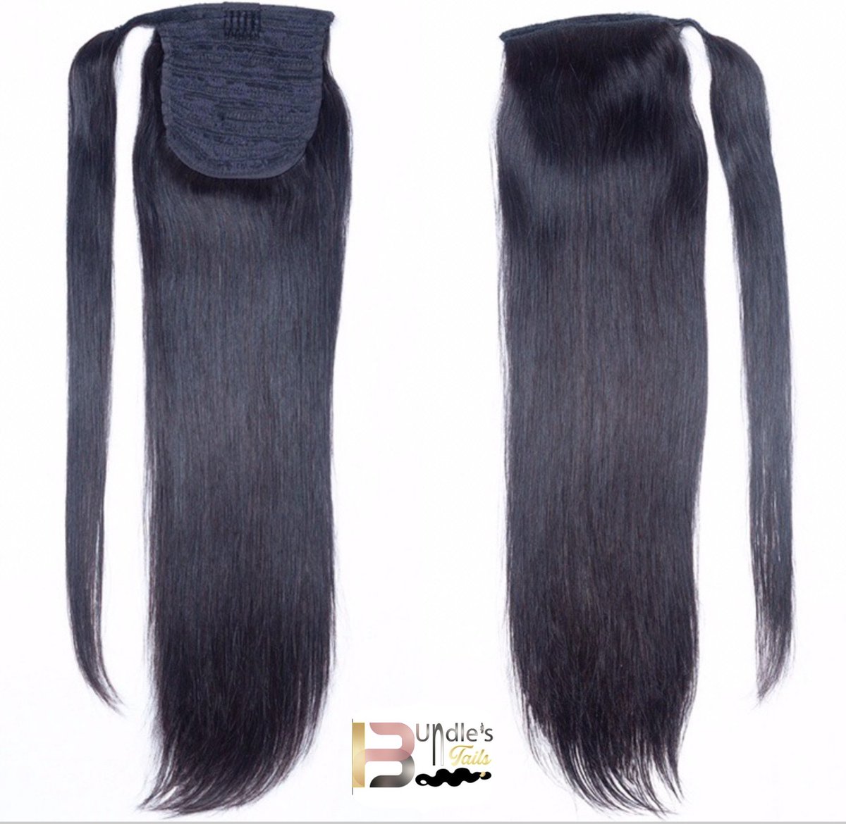 Real Human Hair Wrap On Ponytail 24 Inch Straight Raw Hair 100% Real