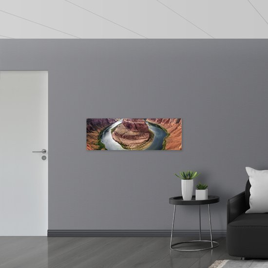 WallClassics - Poster Glanzend – Horseshoe Bend Rotsen, Arizona - 120x40 cm Foto op Posterpapier met Glanzende Afwerking
