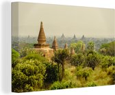 Canvas Schilderij Bagan tempels in Myanmar Azie - 120x80 cm - Wanddecoratie