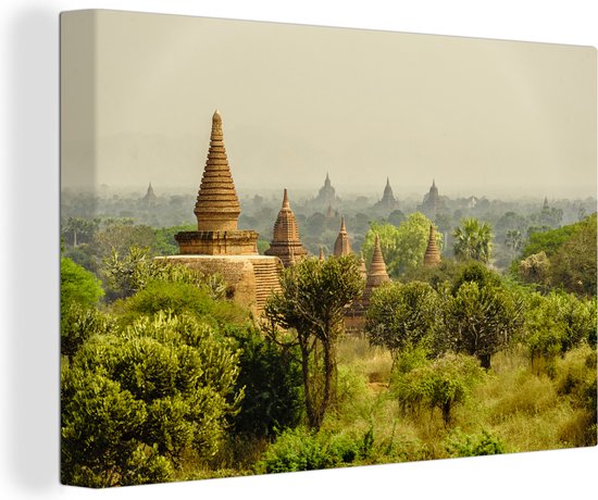Bagan tempels in Myanmar Azie Canvas 60x40 cm - Foto print op Canvas schilderij (Wanddecoratie)