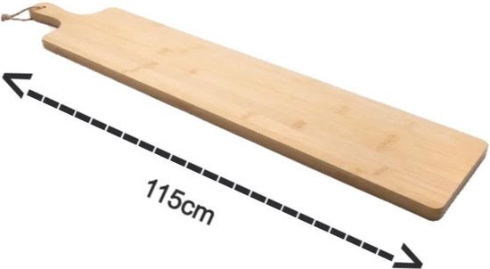 Borrelplank XXL - Hapjesplank - Tapasplank - Kaasplank - Serveerplank - Bamboe - Houtlook - 115 Centimeter - Rechthoek - Borrel - Plank - Lang cadeau geven