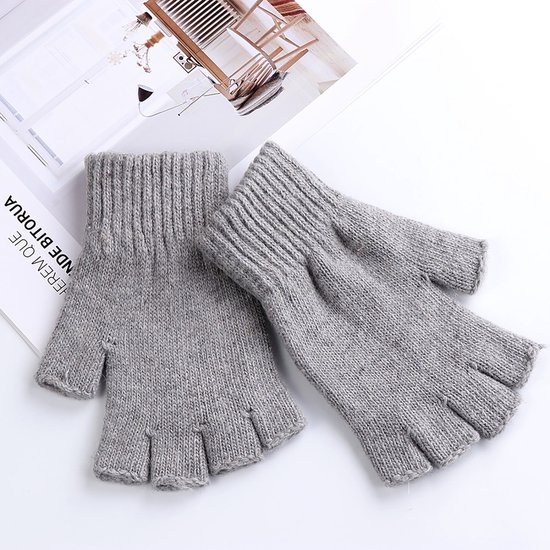 Handschoenen - Vingerloze handschoenen - Handschoenen zonder vingers - Vingerloos - Wanten - Winter handschoen - Grijs