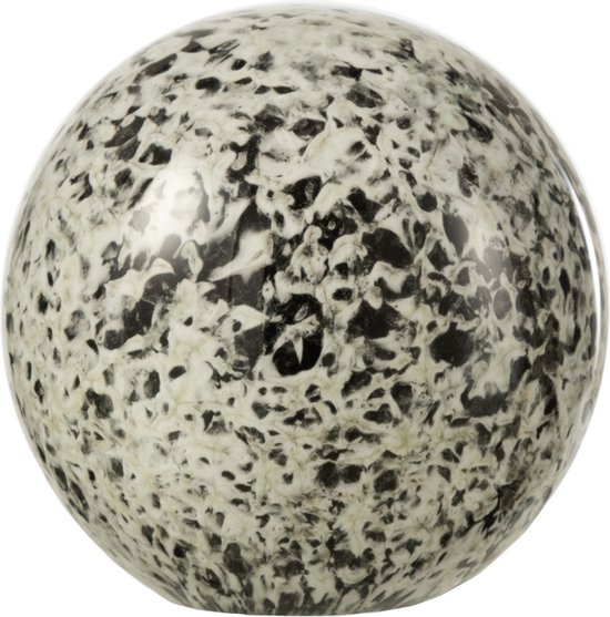Decoratieve bol / bal  in presse papier - Wit / creme / beige / zwart / tranparant - 8 x 8 x 8 cm hoog.