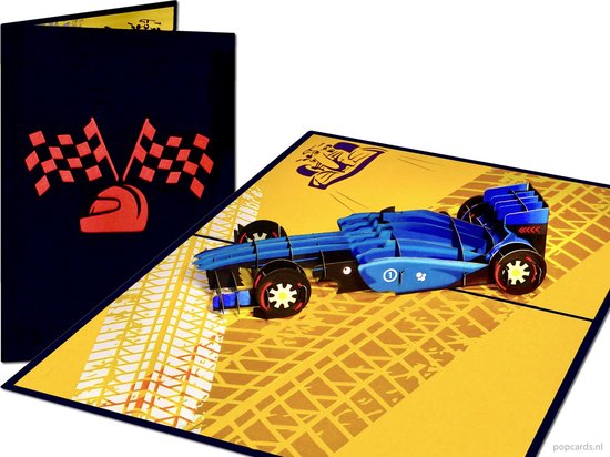 Popcards popupkaarten - Formule 1 Raceauto Formula One Championship Autosport pop-up kaart 3D wenskaart - Fan van Max Verstappen?