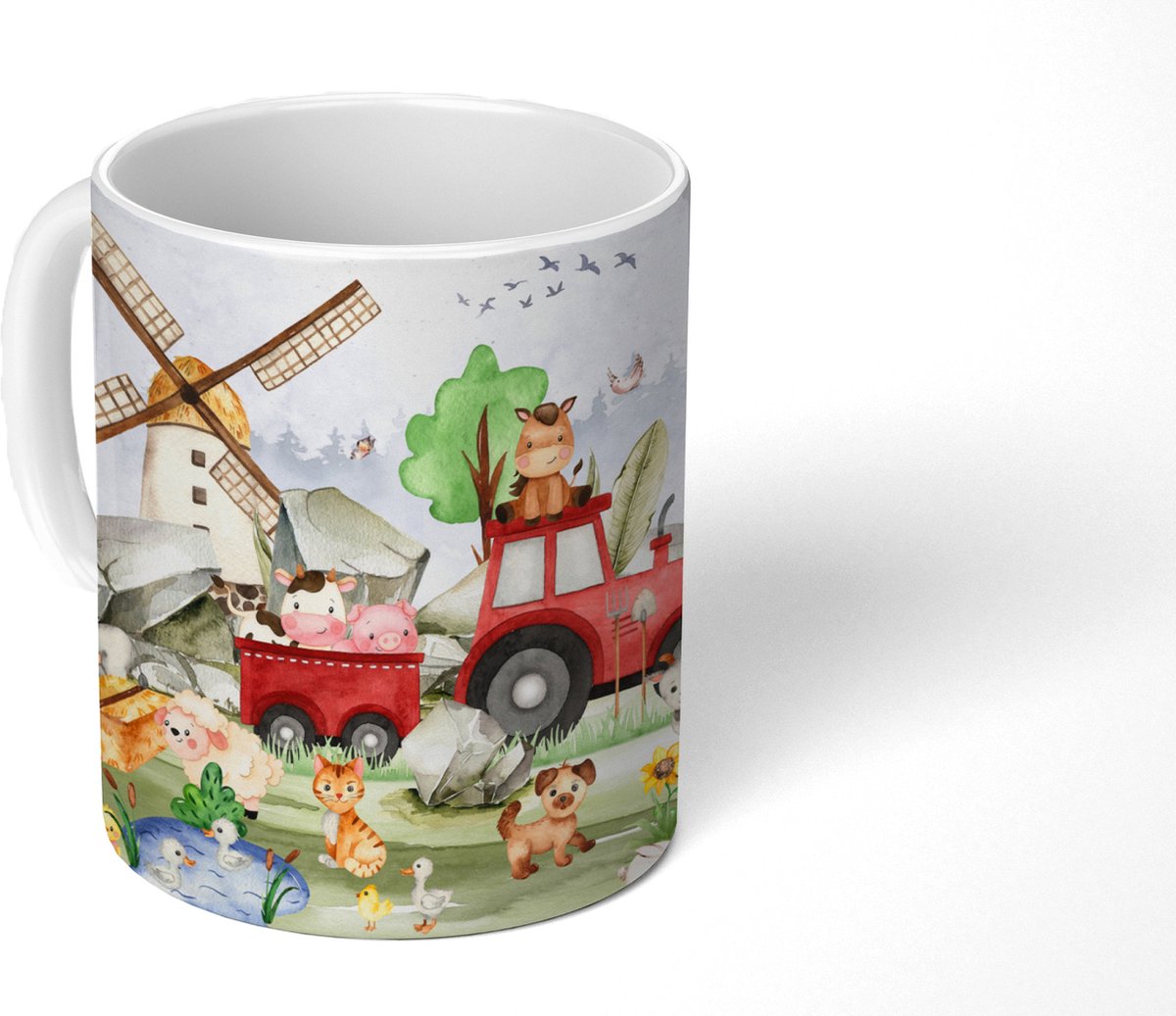 Mok - Koffiemok - Boerderij - Trekker - Kinderen - Dieren - Mokken - 350 ML - Beker - Koffiemokken - Theemok