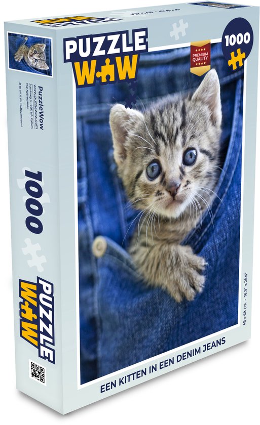 Puzzel Een kitten in een denim jeans - Legpuzzel - Puzzel 1000 stukjes  volwassenen | bol.com