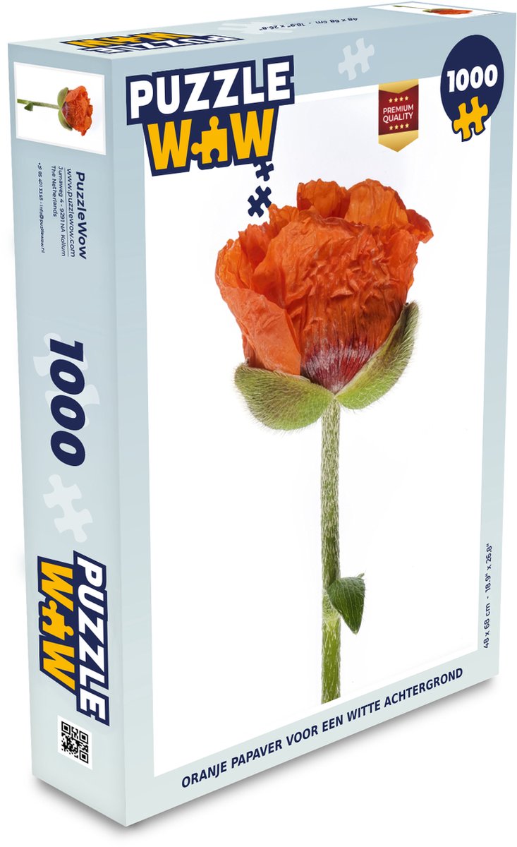 Puzzel Oranje papaver voor een witte achtergrond - Legpuzzel - Puzzel 1000 stukjes volwassenen