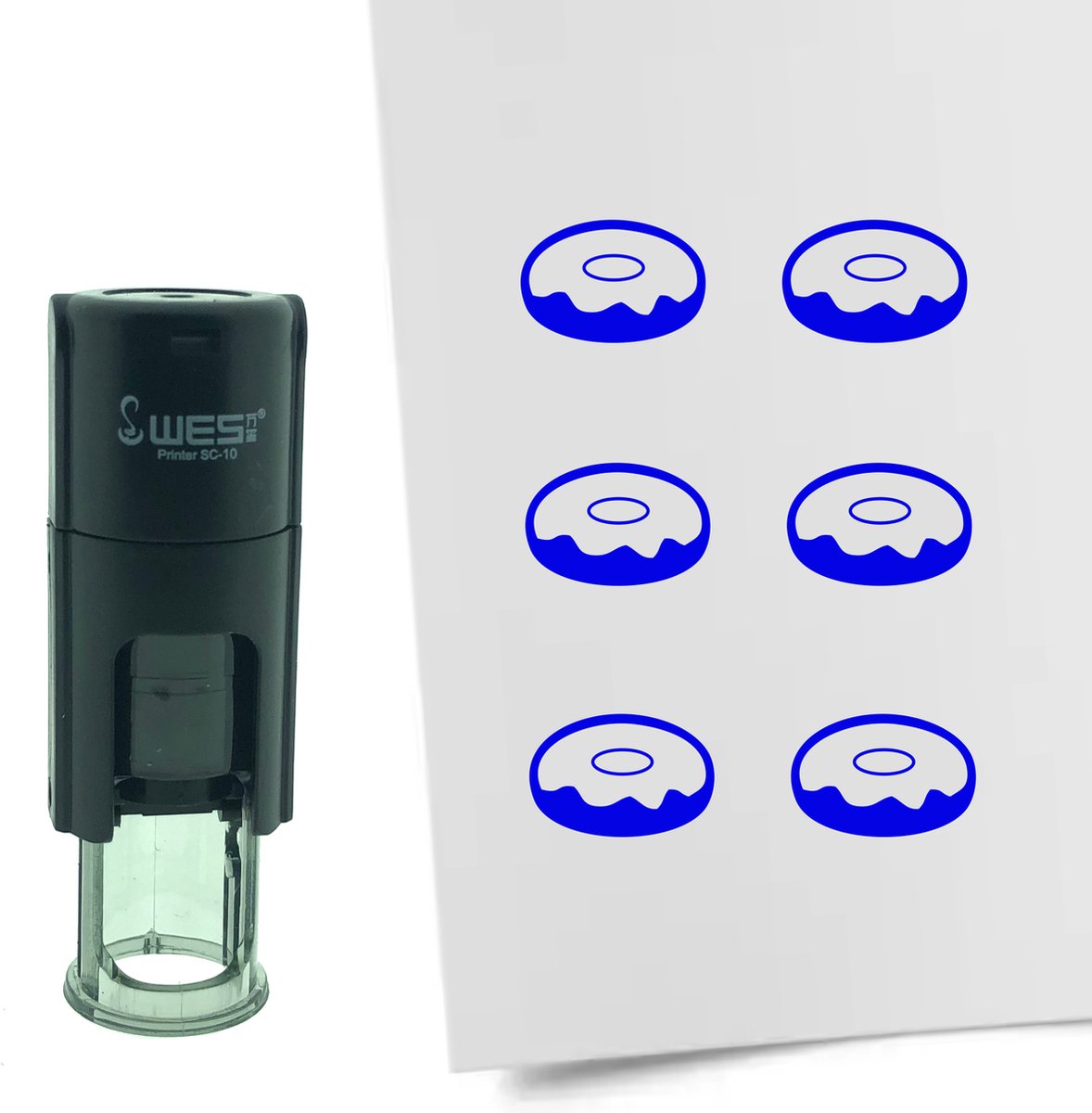CombiCraft Stempel Donut 10mm rond - blauwe inkt