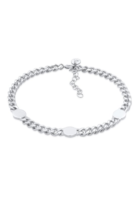 Elli PREMIUM Dames Armband Dames Curb Chain Massief Plaatschijf Verstelbaar in 925 Sterling Zilver