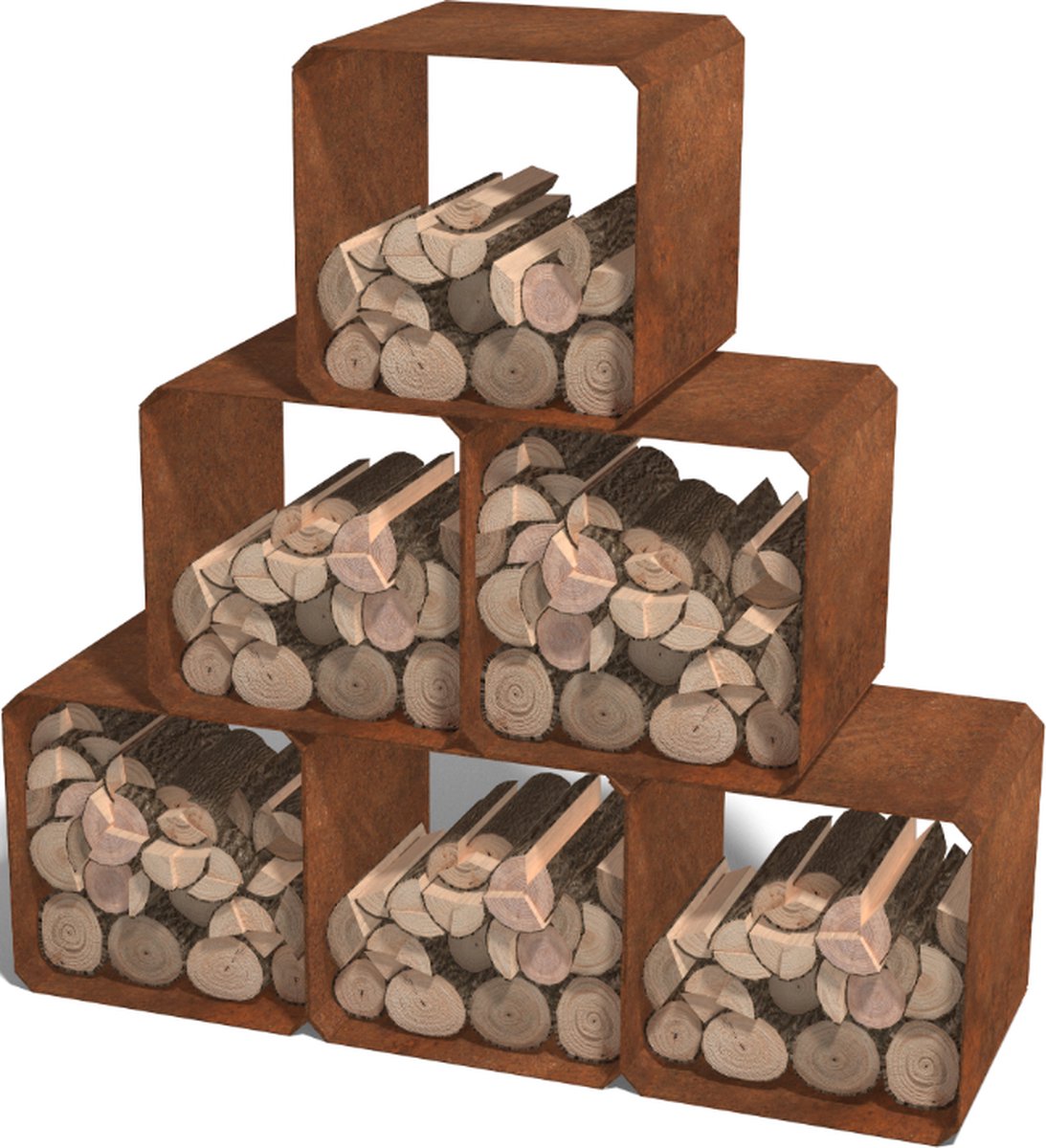 Cortenstaal houtopslag - Colorado stuks - 120x40x120cm - Roestkleur - MySteel