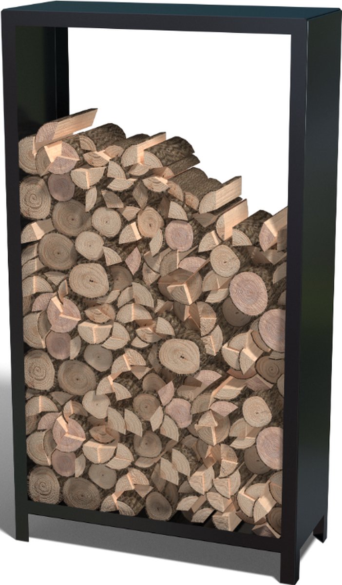 Gepoedercoat staal - houtopslag - Indiana - 100x40x180cm - Zwart - MySteel