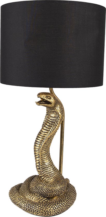 Clayre & Eef Lampe de table Serpent Ø 26x48 cm Couleur or Noir Plastique  Lampe de bureau
