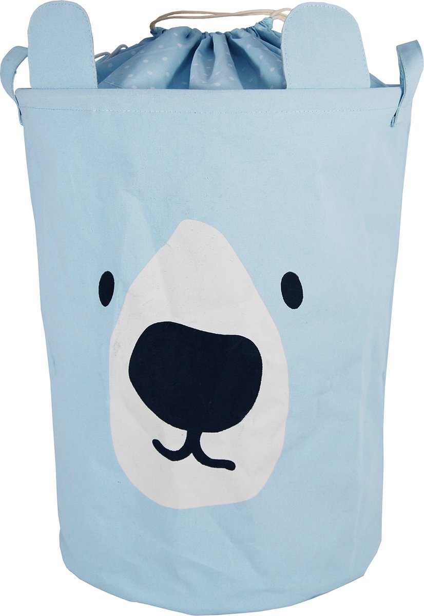 HOOMstyle Wasmand Beer Blauw - Opberger - Ø38xh50cm