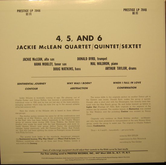 Jackie McLean ／4, 5 And 6. Jackie McLean Mclean, Jackie - 4, 5 & 6 - Amazon.com Music