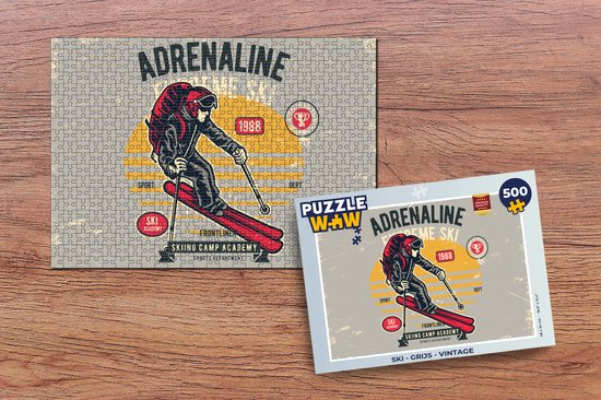 Puzzle Ski - Grijs - Vintage - Puzzle - Puzzle 500 pièces