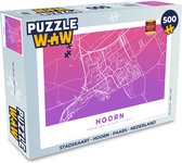 Puzzel Stadskaart - Hoorn - Paars - Nederland - Legpuzzel - Puzzel 500 stukjes - Plattegrond