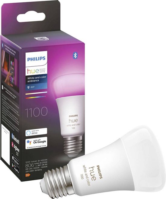 Sluimeren Intiem Normaal Philips Hue standaardlamp E27 Lichtbron - wit en gekleurd licht - 1-pack -  1100lm -... | bol.com