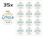 DW4Trading Geboorte Sticker Hello Little One - Envelop - Sluitsticker -  Babyshower - 35 Stuks – Ø 3,5 cm